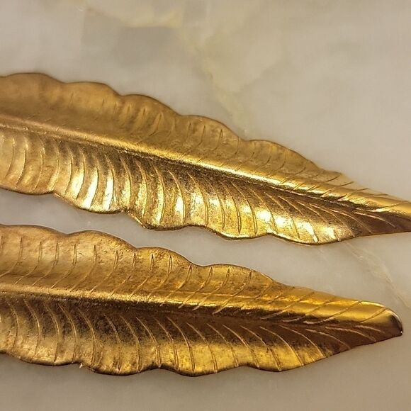 Heather Gardner Boho Gold Sterling Feather Dangle Drop Fairy Romantic Earrings - Picture 12 of 12